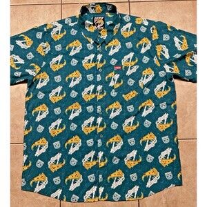 DIXXON Shirt Mens XXL The Slice Pizza Green Short Sleeve Party Hawaiian Button
